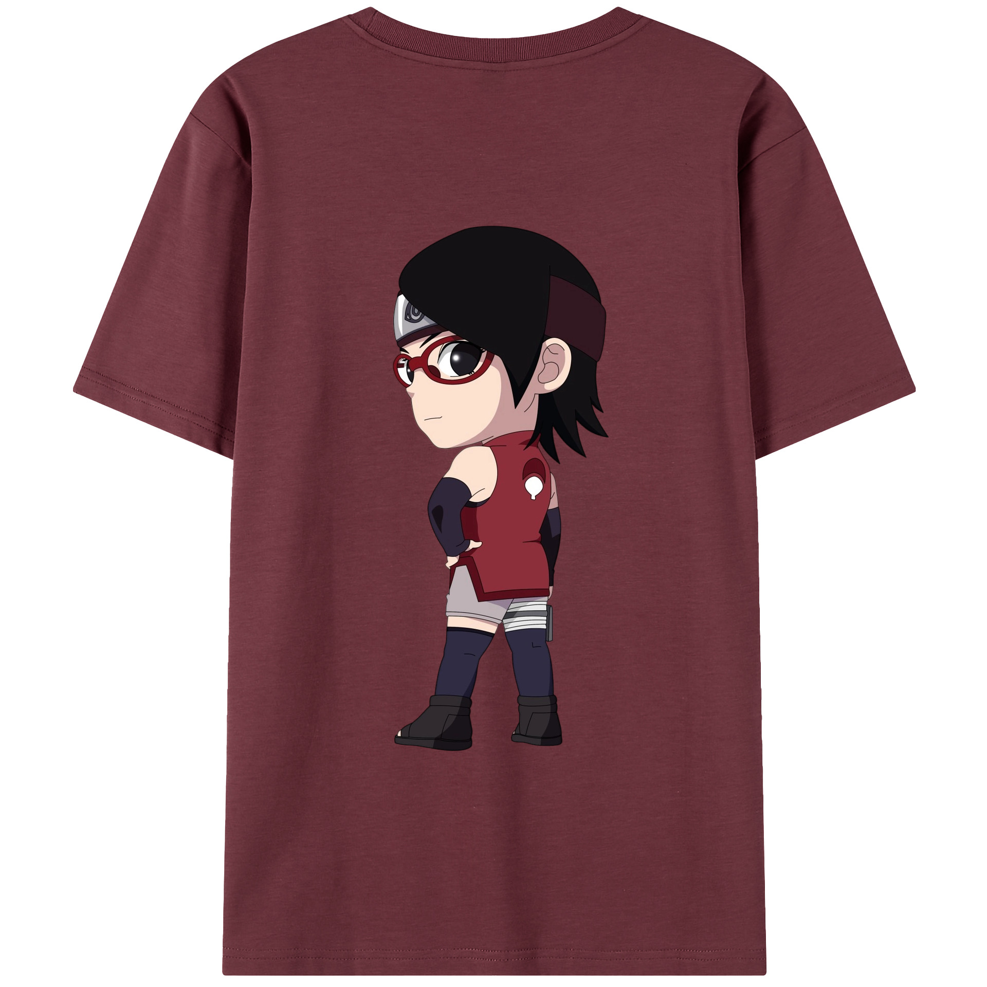 （画像用） NARUTO -ナルト- うちは サラダ Uchiha Sarada 綿100％半袖Tシャツ（背面プリント）